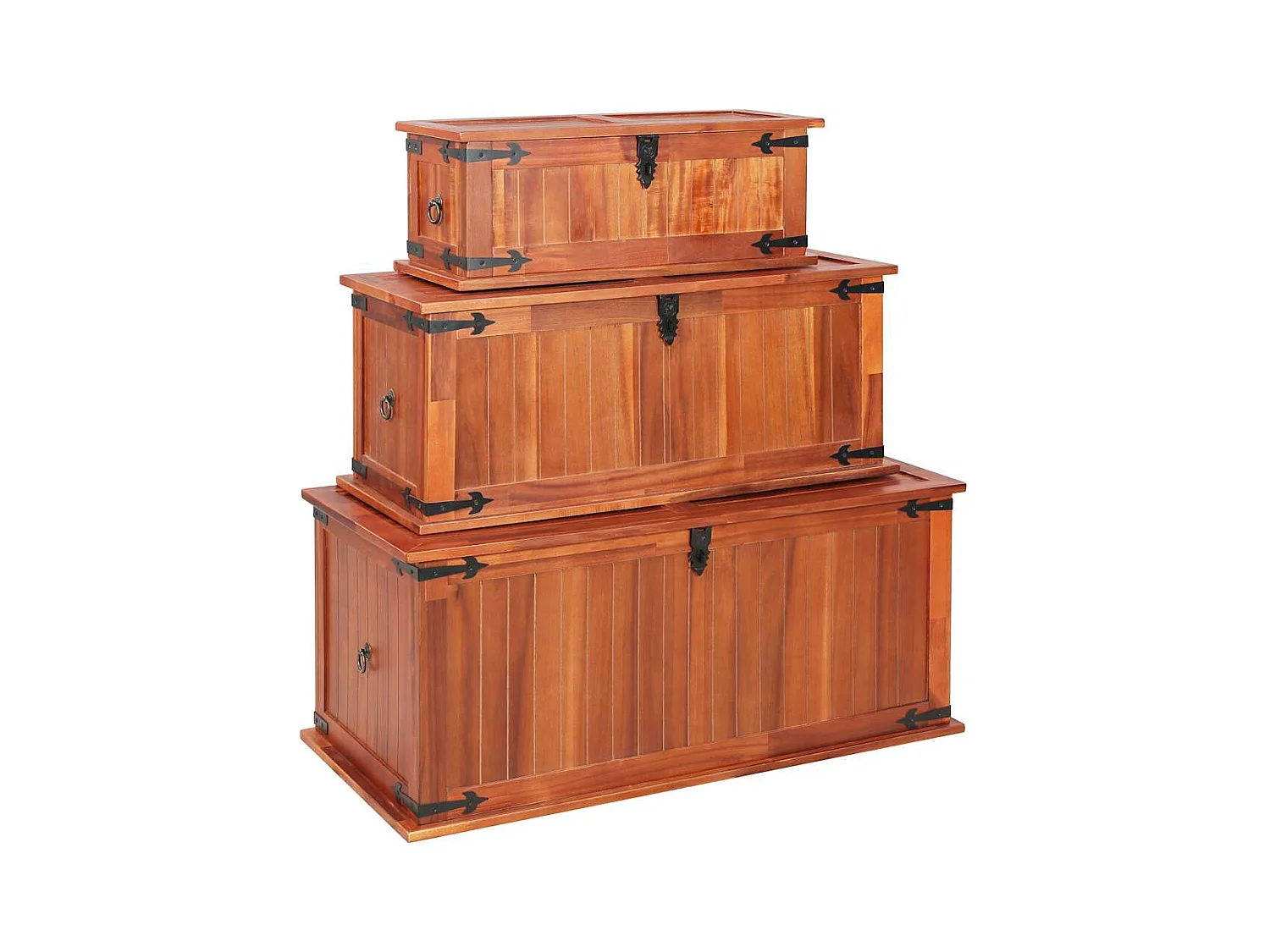 Coffres de rangement 3 pcs Bois d'acacia solide
