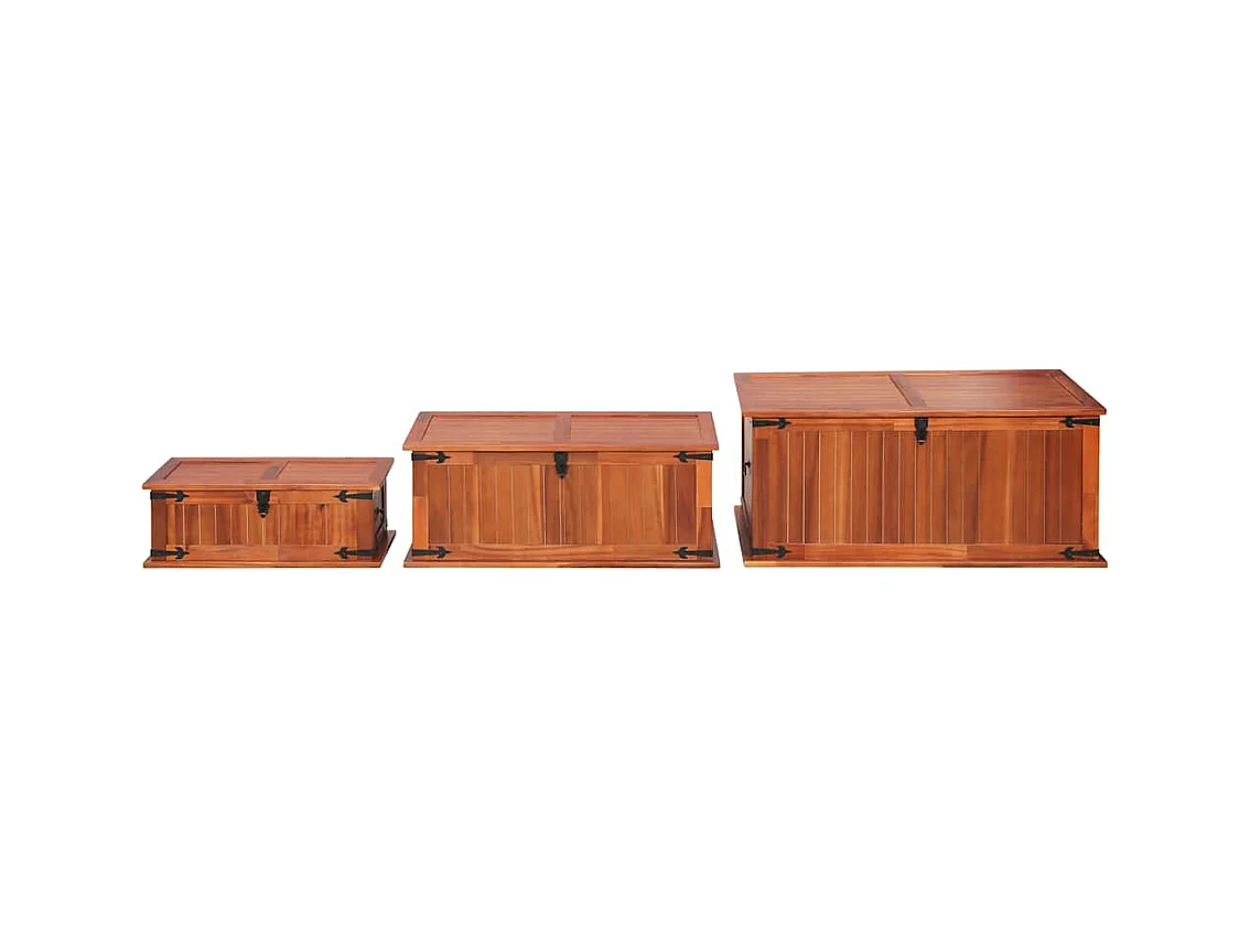 Coffres de rangement 3 pcs Bois d'acacia solide
