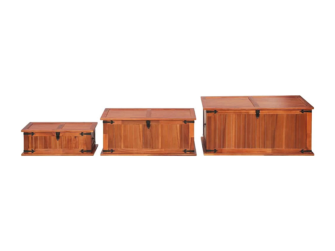 Coffres de rangement 3 pcs Bois d'acacia solide