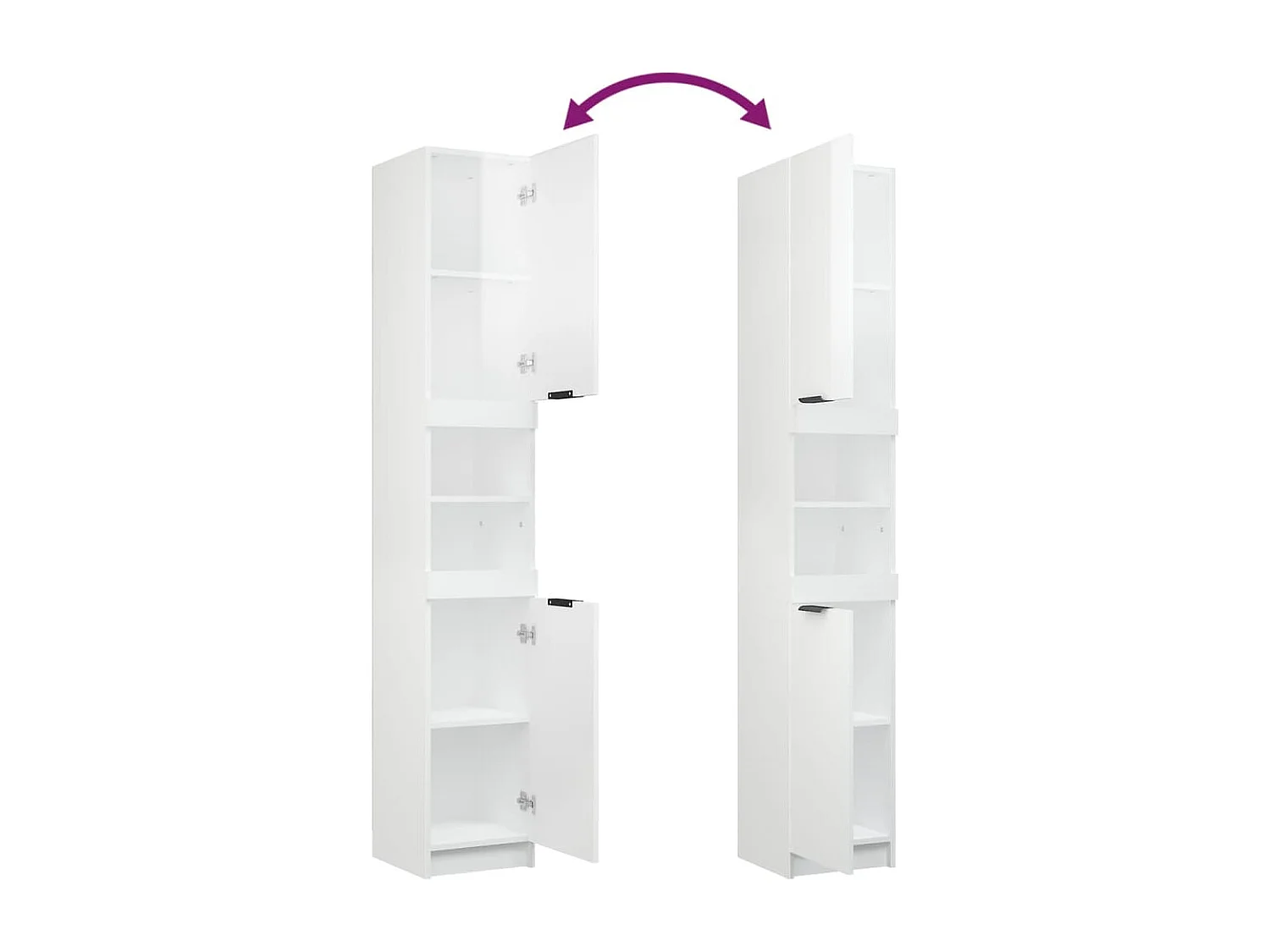 Badkamerkast 32x34x188,5 cm bewerkt hout hoogglans wit