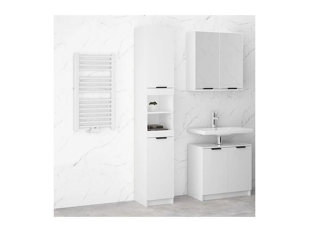 Armoire de salle de bain blanc brillant 32x34x188,5 cm