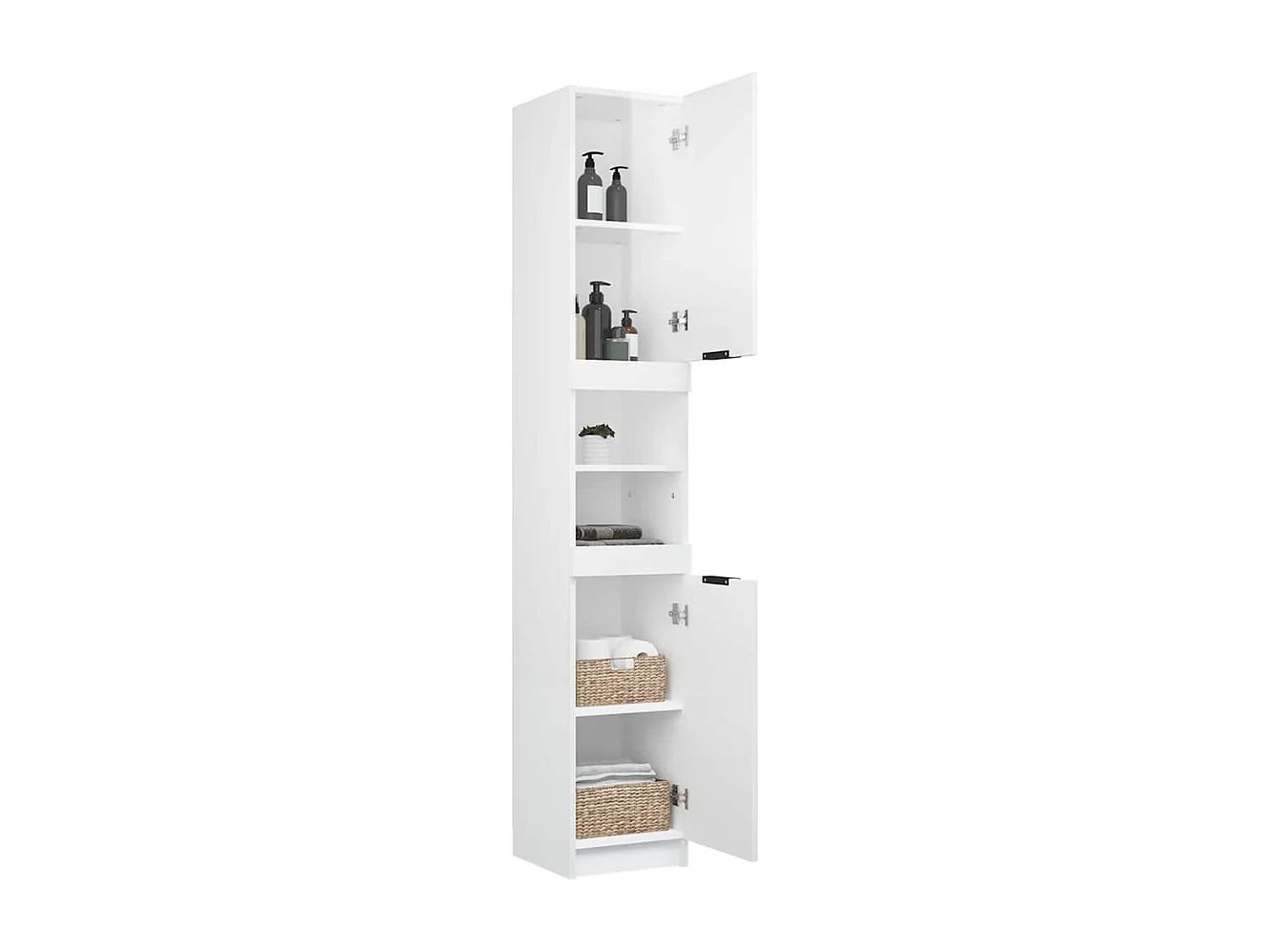 Badschrank Hochglanz-Weiß 32x34x188,5 cm Holzwerkstoff