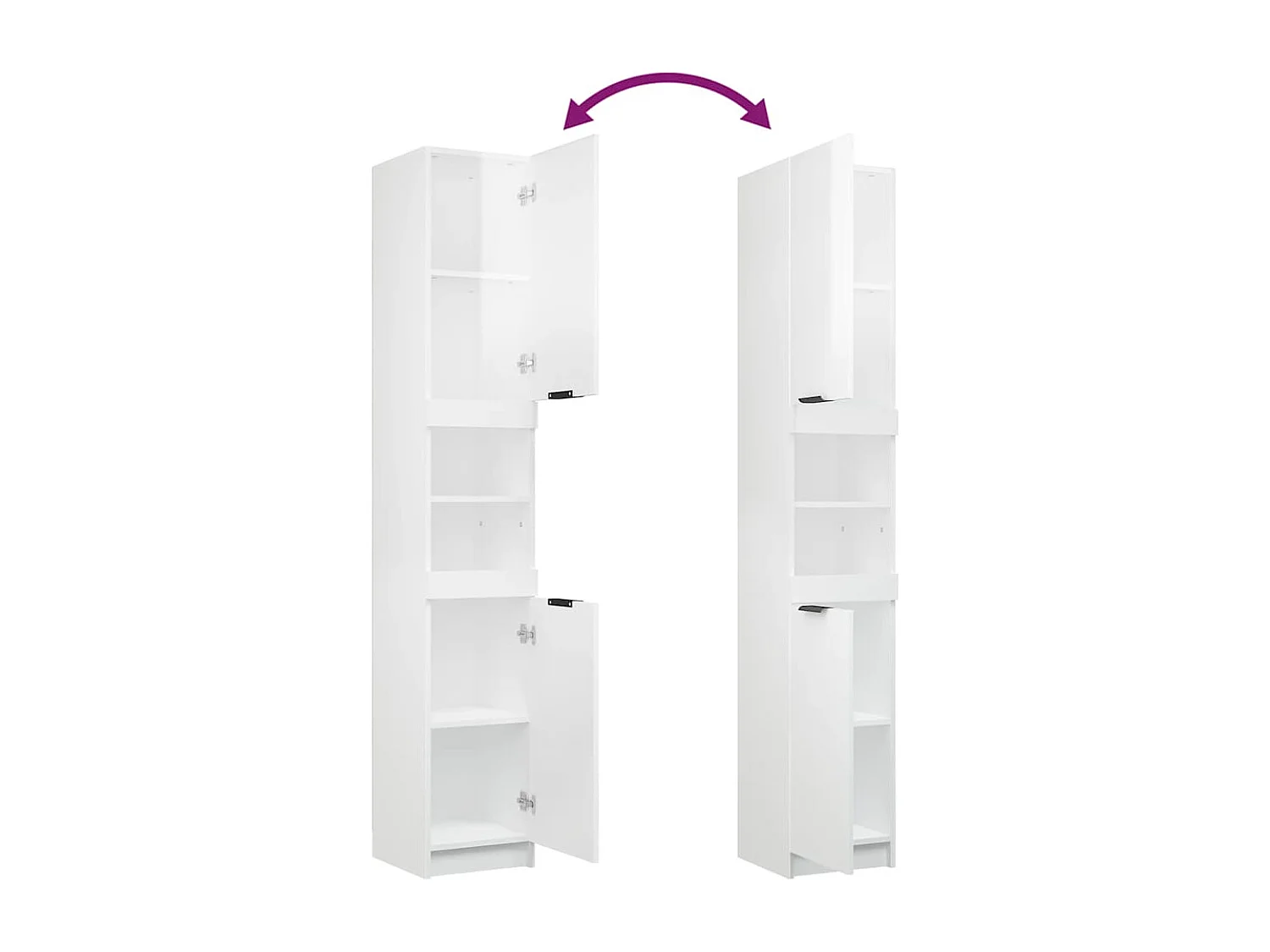 Badschrank Hochglanz-Weiß 32x34x188,5 cm Holzwerkstoff