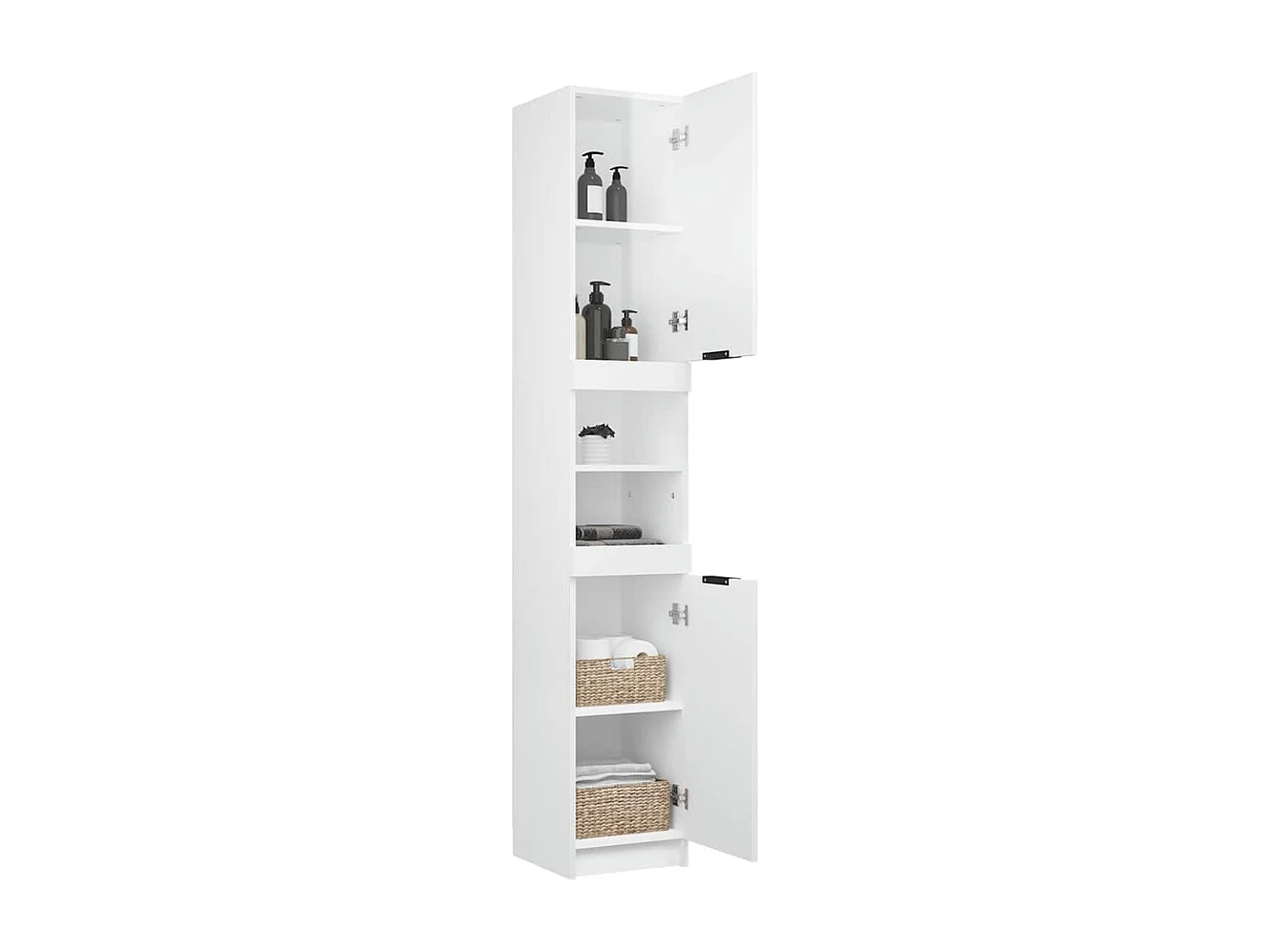 Badschrank Hochglanz-Weiß 32x34x188,5 cm Holzwerkstoff
