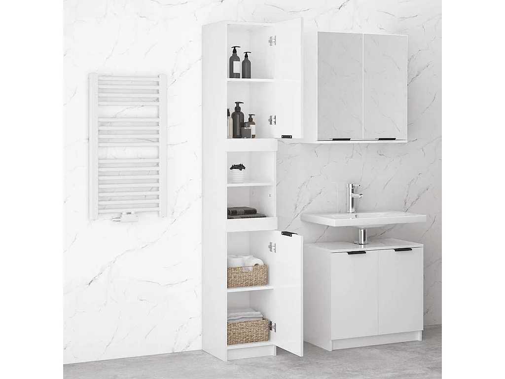 Armoire de salle de bain blanc brillant 32x34x188,5 cm