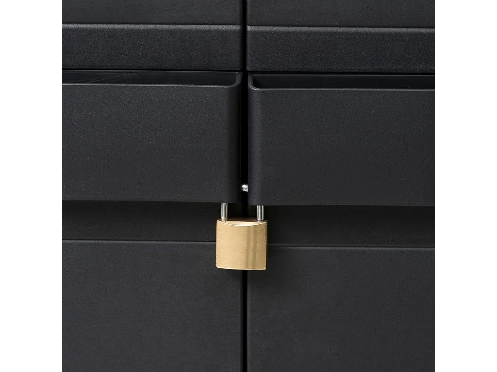 Czarna Szafka Ogrodowa z 3 Wentylowanymi i Zamykanymi Półkami - Wytrzymały Polipropylen - Łatwy Montaż