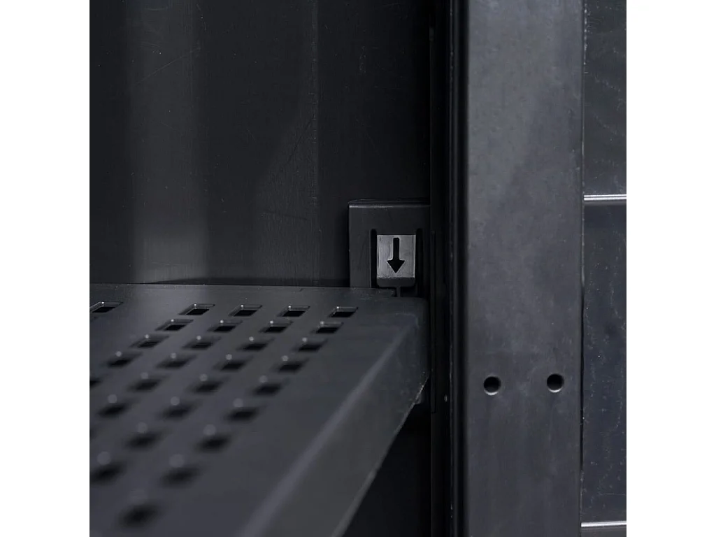 Czarna Szafka Ogrodowa z 3 Wentylowanymi i Zamykanymi Półkami - Wytrzymały Polipropylen - Łatwy Montaż