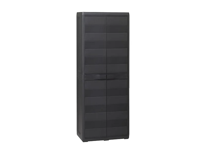 Czarna Szafka Ogrodowa z 3 Wentylowanymi i Zamykanymi Półkami - Wytrzymały Polipropylen - Łatwy Montaż