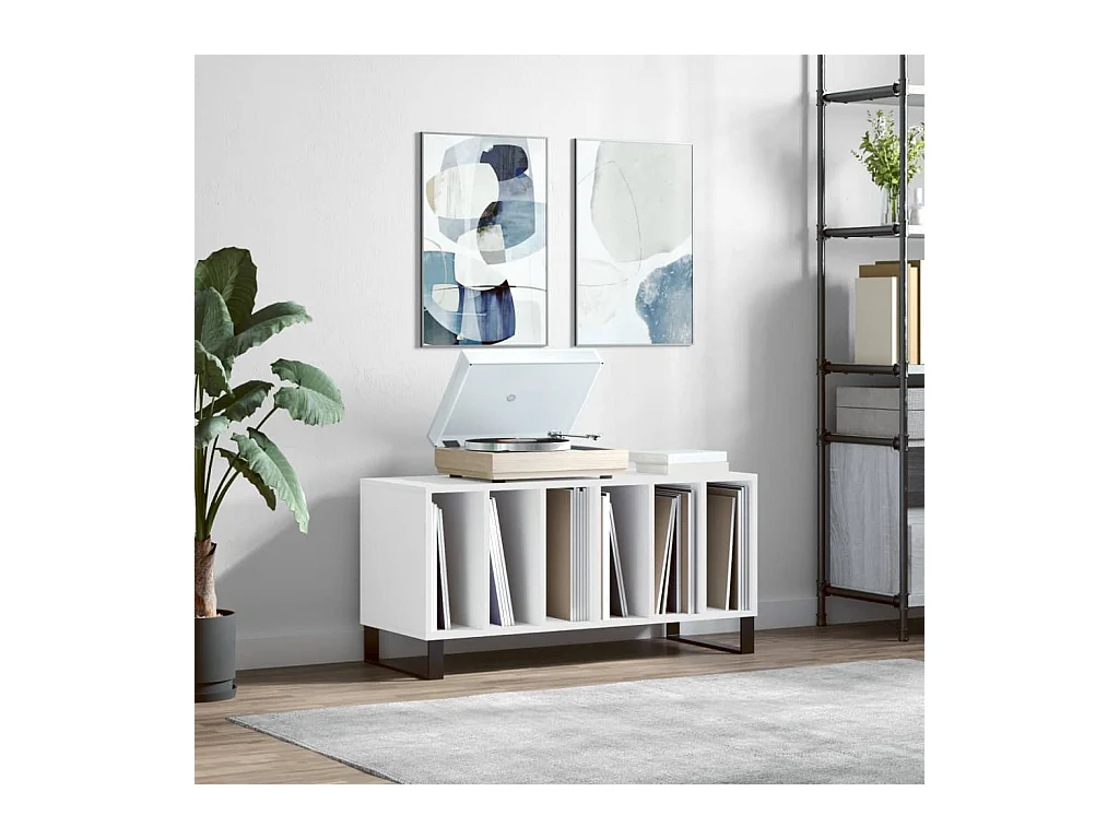 Armoire à disques blanc 100x38x48 cm bois d'ingénierie