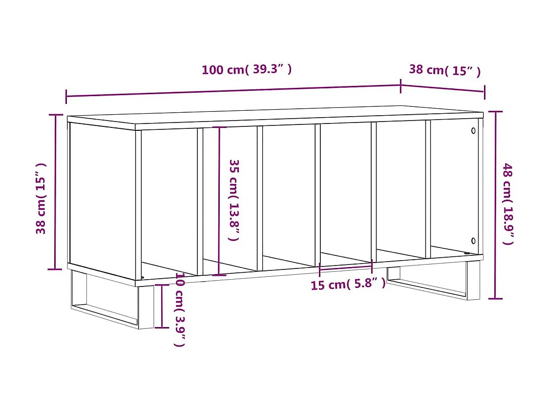 Armoire à disques blanc 100x38x48 cm bois d'ingénierie