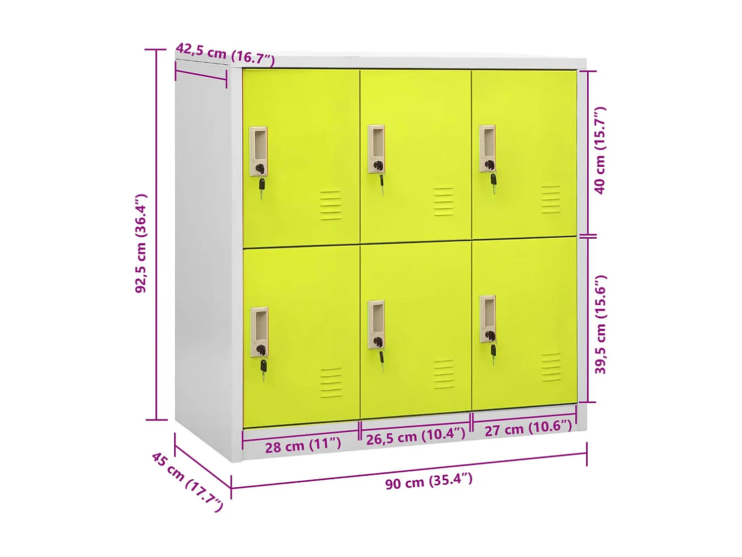 Armoire à casiers Gris clair et vert 90x45x92,5 cm Acier