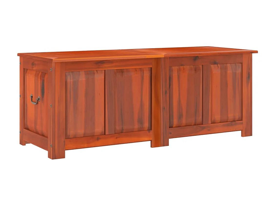 Baúl de almacenamiento con tapa madera maciza de acacia marrón