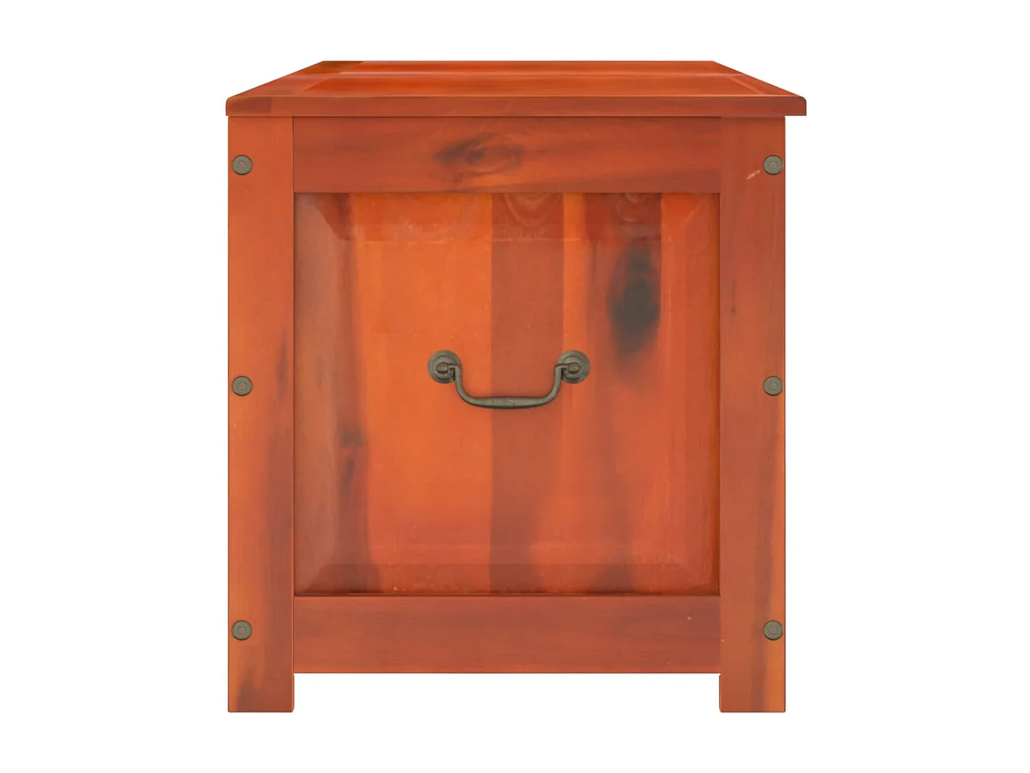 Baúl de almacenamiento con tapa madera maciza de acacia marrón