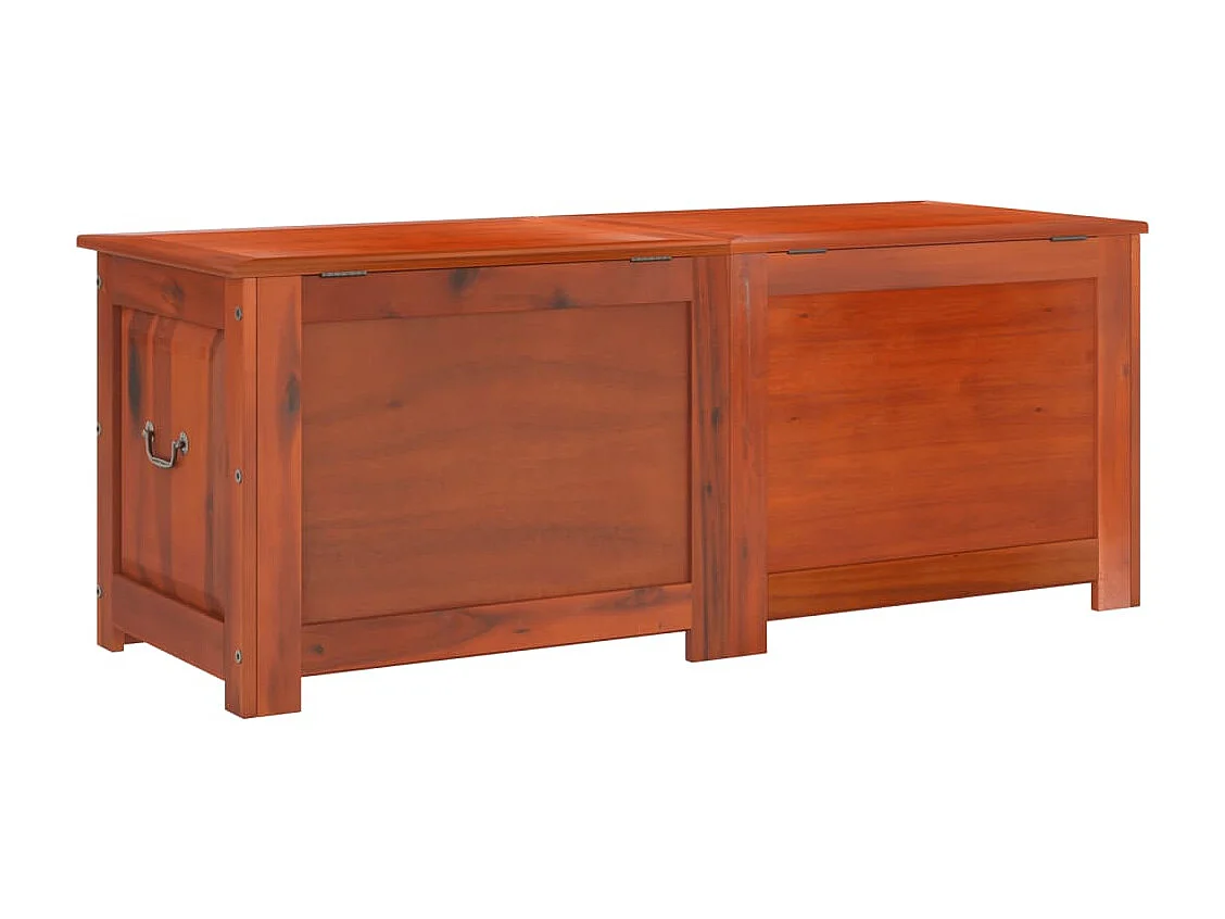 Baúl de almacenamiento con tapa madera maciza de acacia marrón