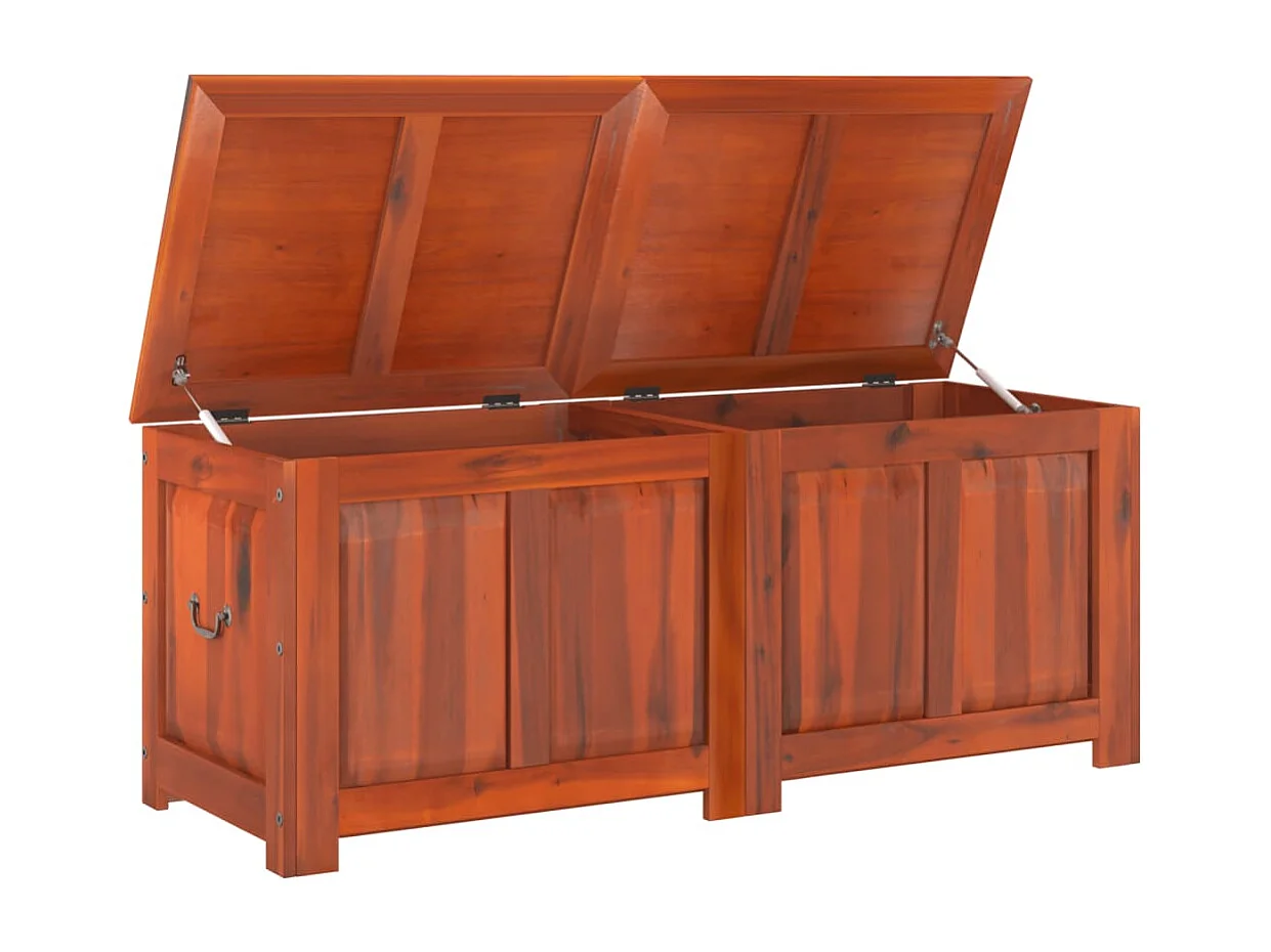 Baúl de almacenamiento con tapa madera maciza de acacia marrón
