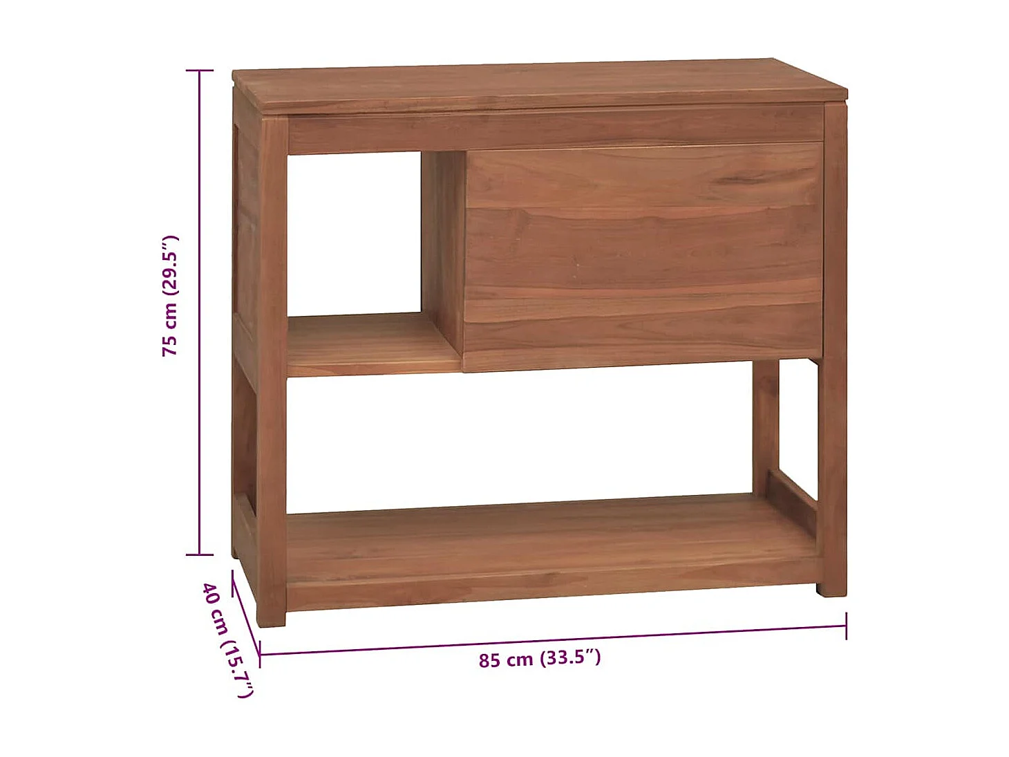 Armoire de salle de bain 85x40x75 cm bois de teck solide