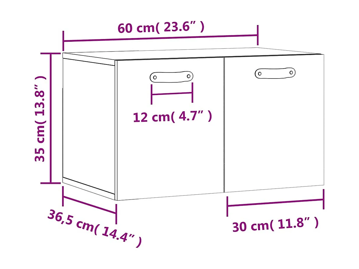 Wandschrank Weiß 60x36,5x35 cm Holzwerkstoff