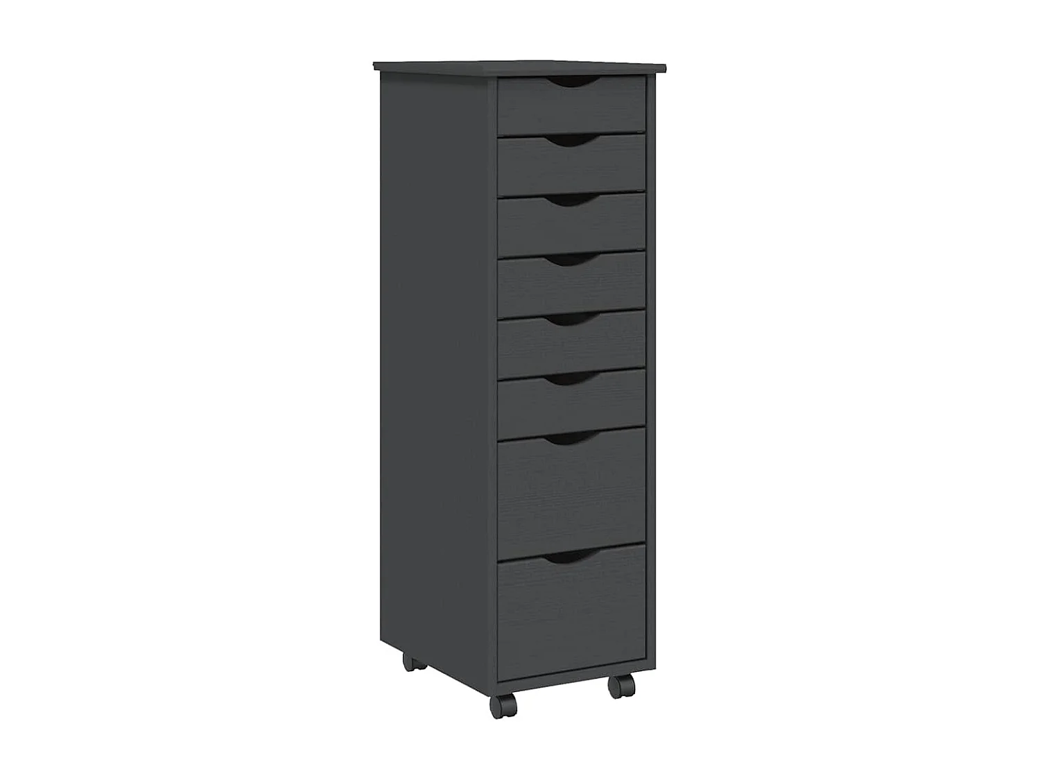 Armoire roulante avec tiroirs MOSS gris bois de pin solide