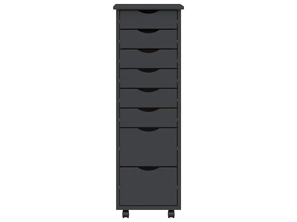 Armoire roulante avec tiroirs MOSS gris bois de pin solide