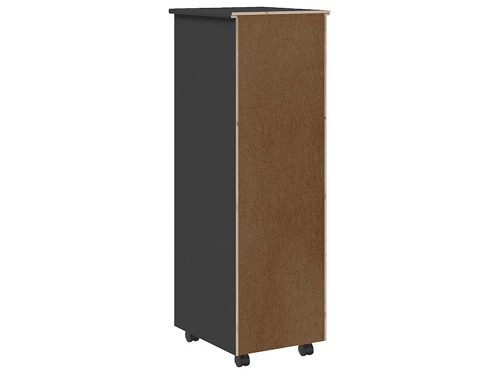 Armoire roulante avec tiroirs MOSS gris bois de pin solide