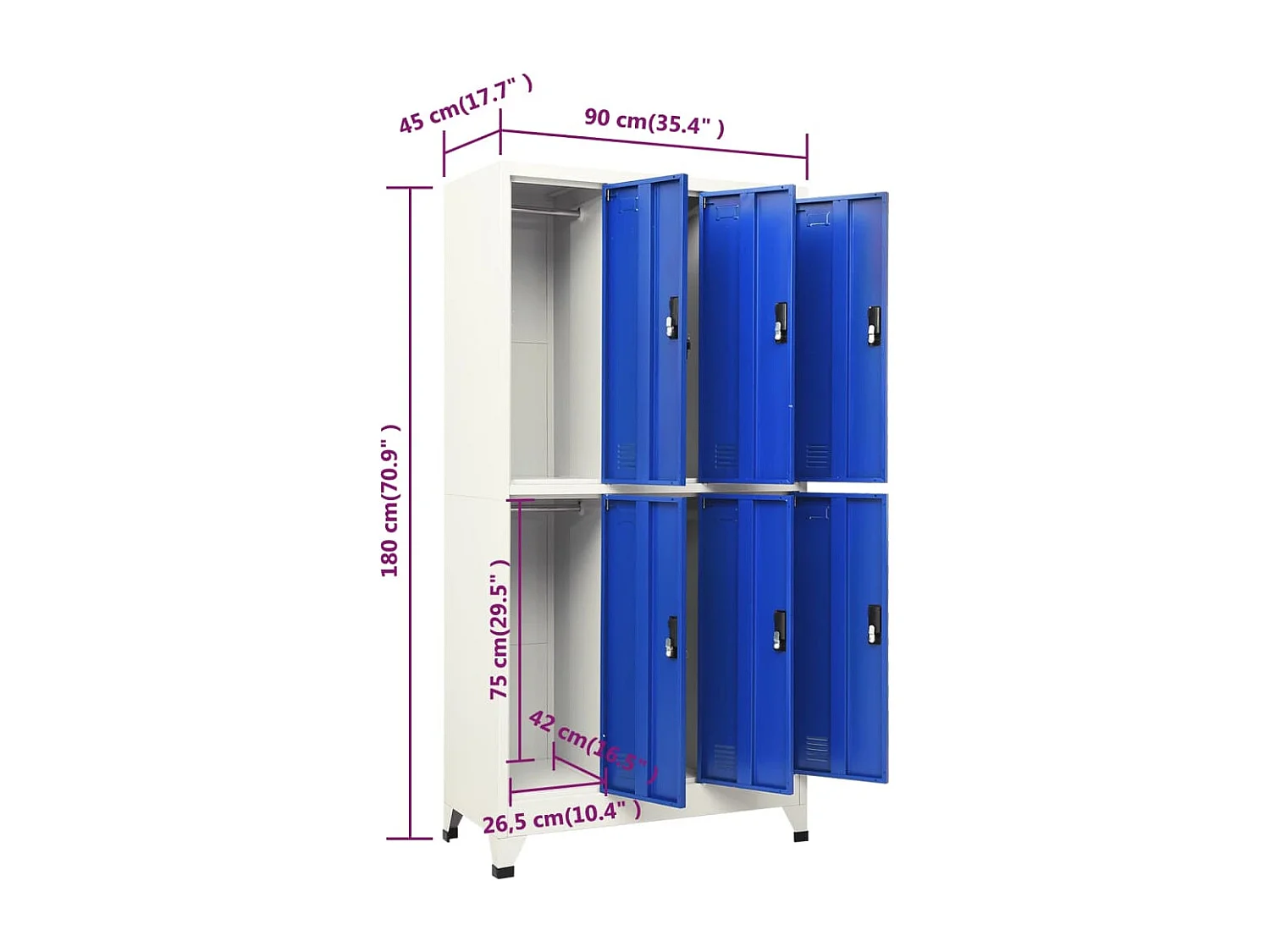 Lockerkast 90x45x180 cm staal grijs en blauw