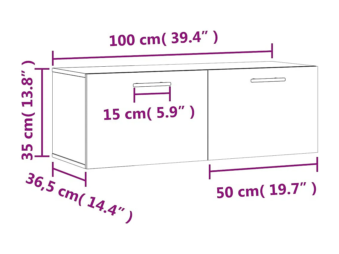 Armoire murale blanc 100x36,5x35 cm bois d'ingénierie