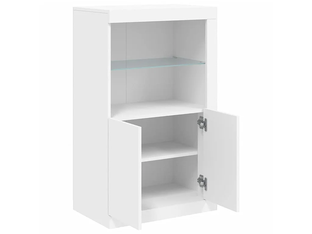 Armoire latérale avec éclairage LED blanc bois d'ingénierie