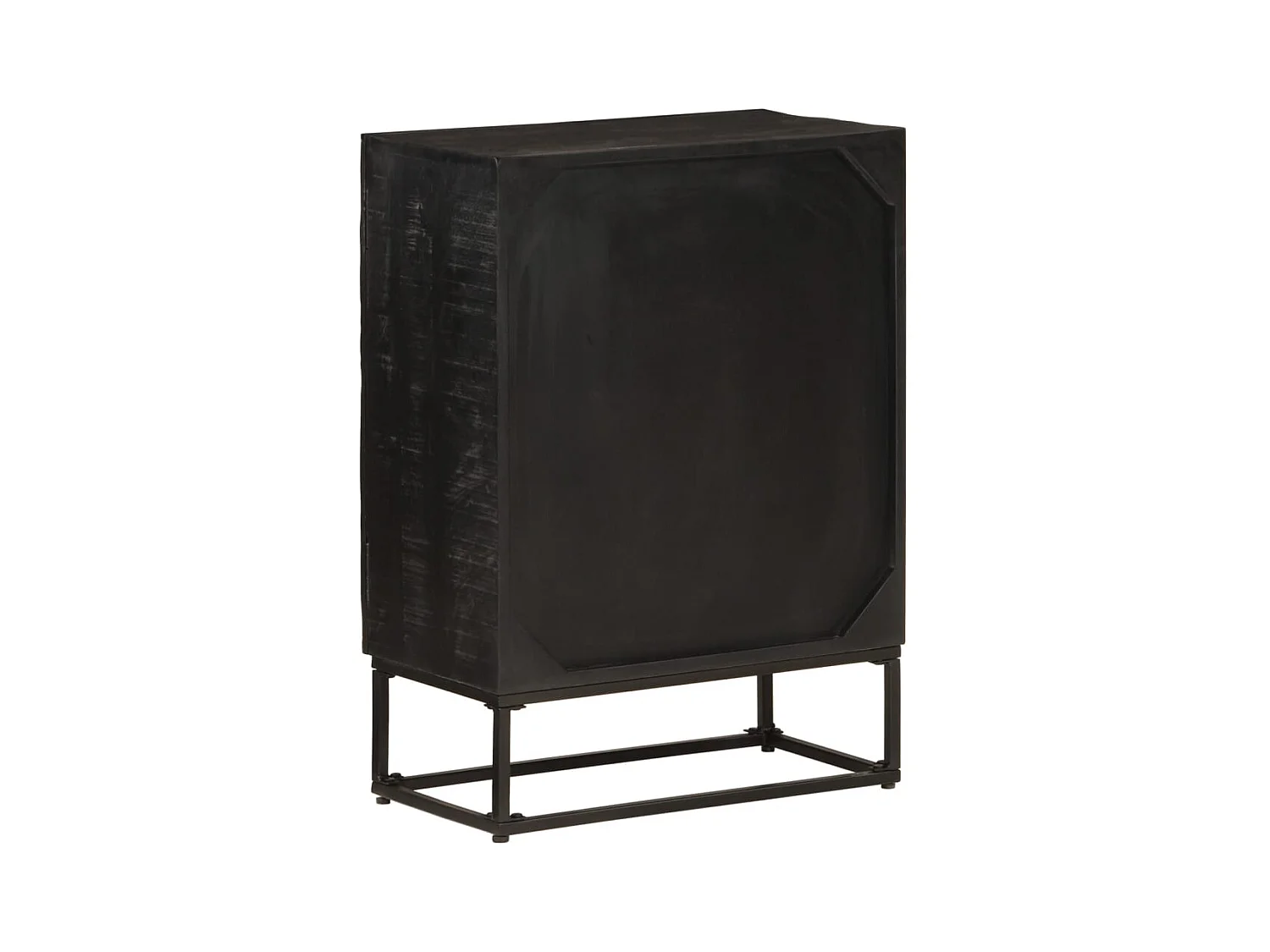 Buffet noir 55x30x76 cm bois massif de manguier et fer