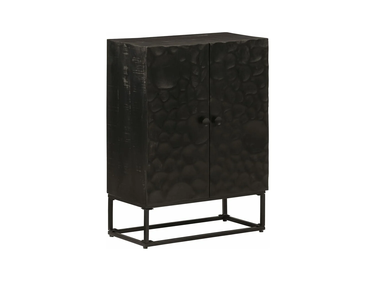 Aparador de hierro y madera maciza de mango negro 55x30x76 cm