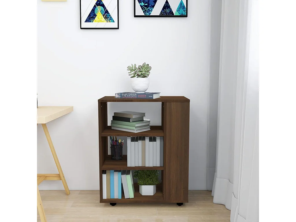 Armoire roulante Chêne marron 60x35x75 cm Bois d'ingénierie