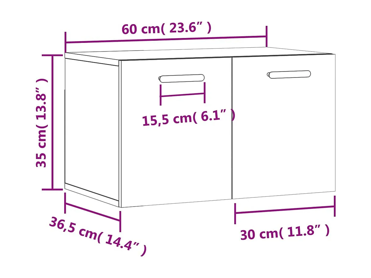 Armoire murale Sonoma gris 60x36,5x35 cm Bois d'ingénierie