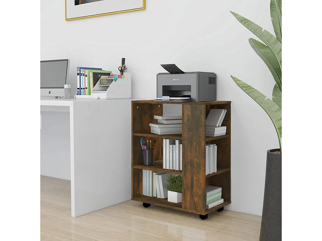 Rolkast 60x35x75 cm bewerkt hout gerookt eikenkleurig