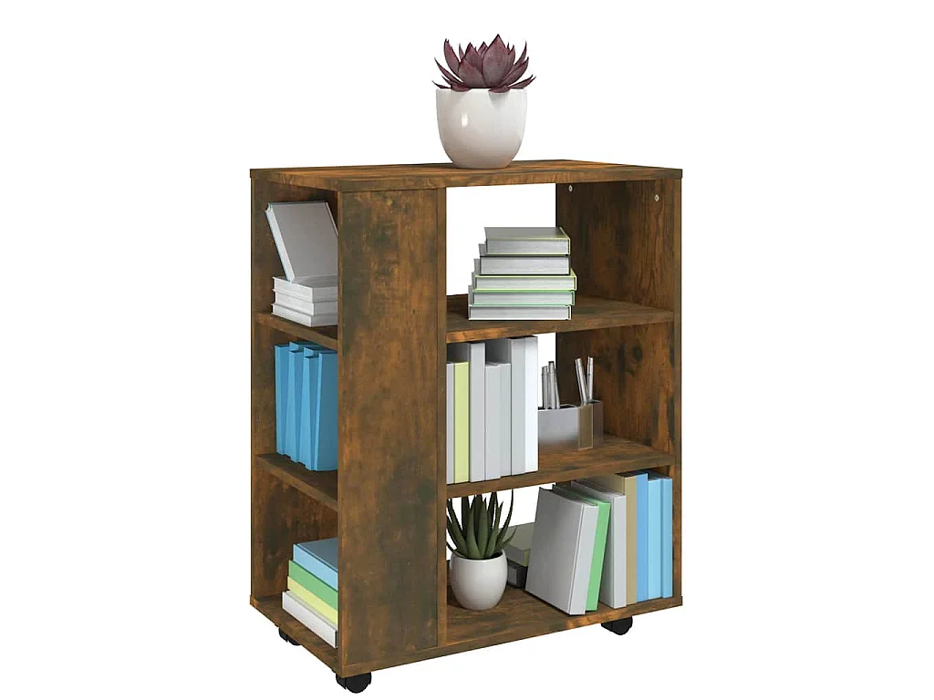 Armoire roulante Chêne fumé 60x35x75 cm Bois d'ingénierie