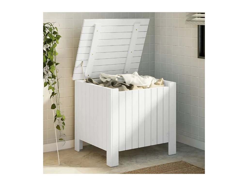 Boîte de rangement avec couvercle RANA blanc bois massif de pin