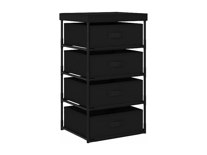 Opbergrek met 4 stoffen manden staal zwart