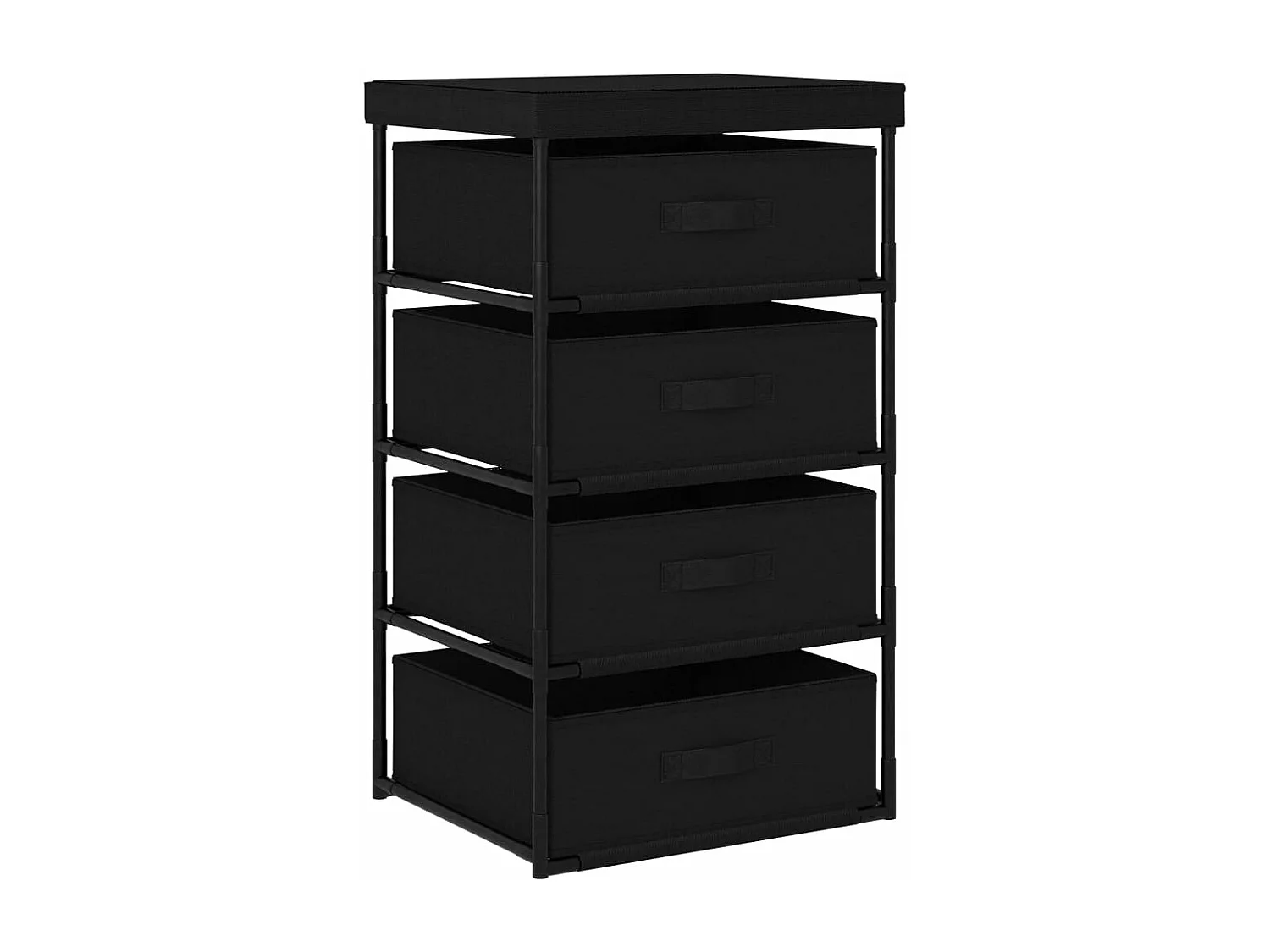 Opbergrek met 4 stoffen manden staal zwart