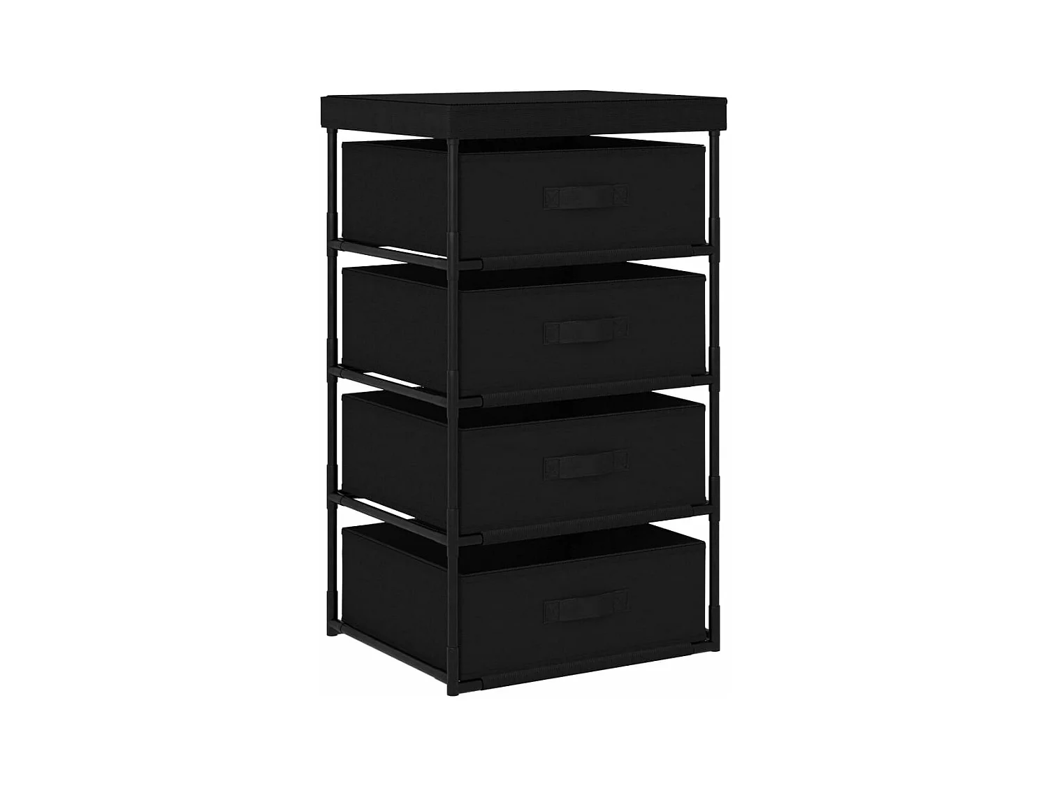 Étagère de rangement avec 4 paniers en tissu Acier Noir