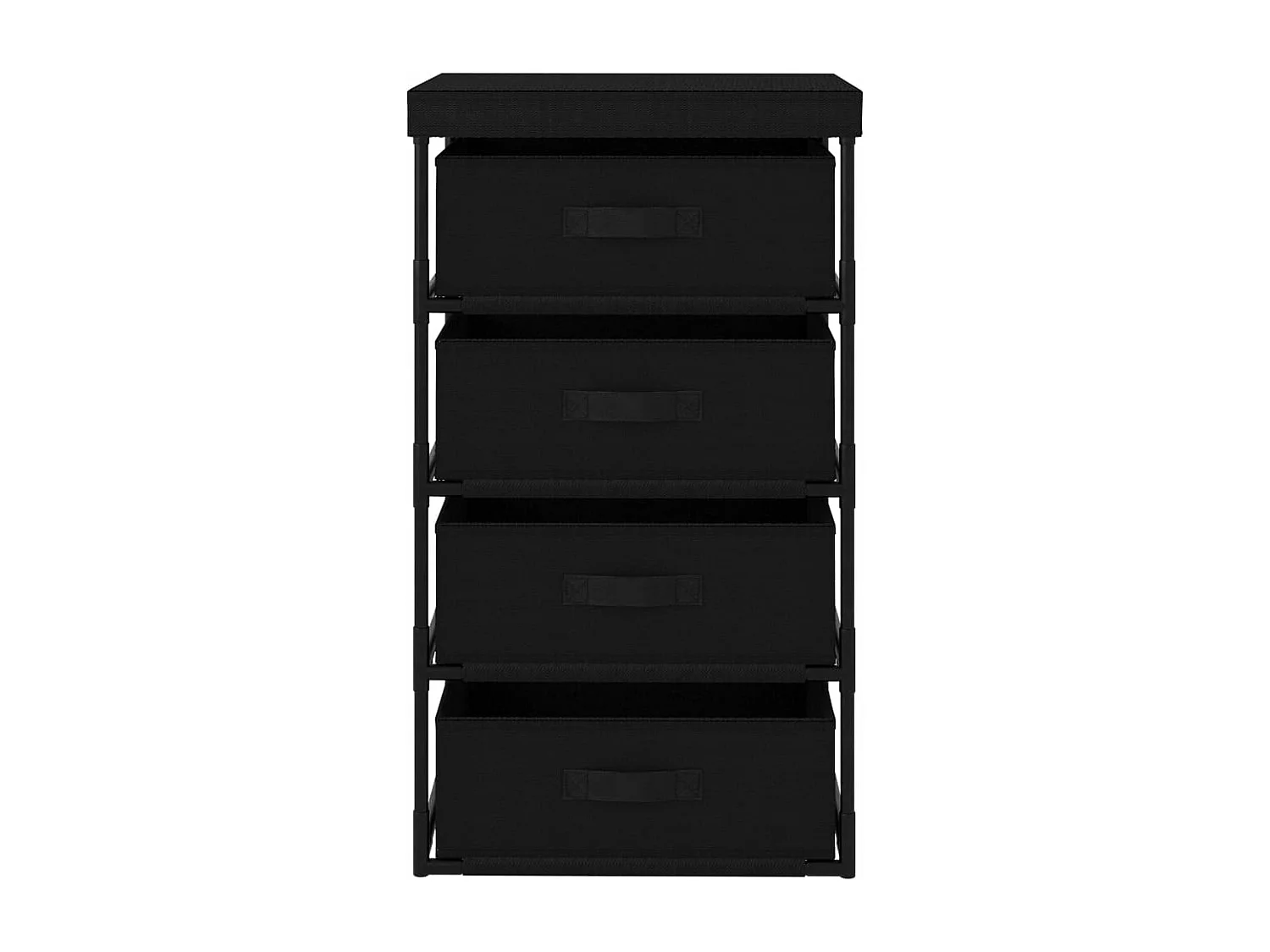 Aufbewahrungsregal mit 4 Stoffkörben Stahl Schwarz