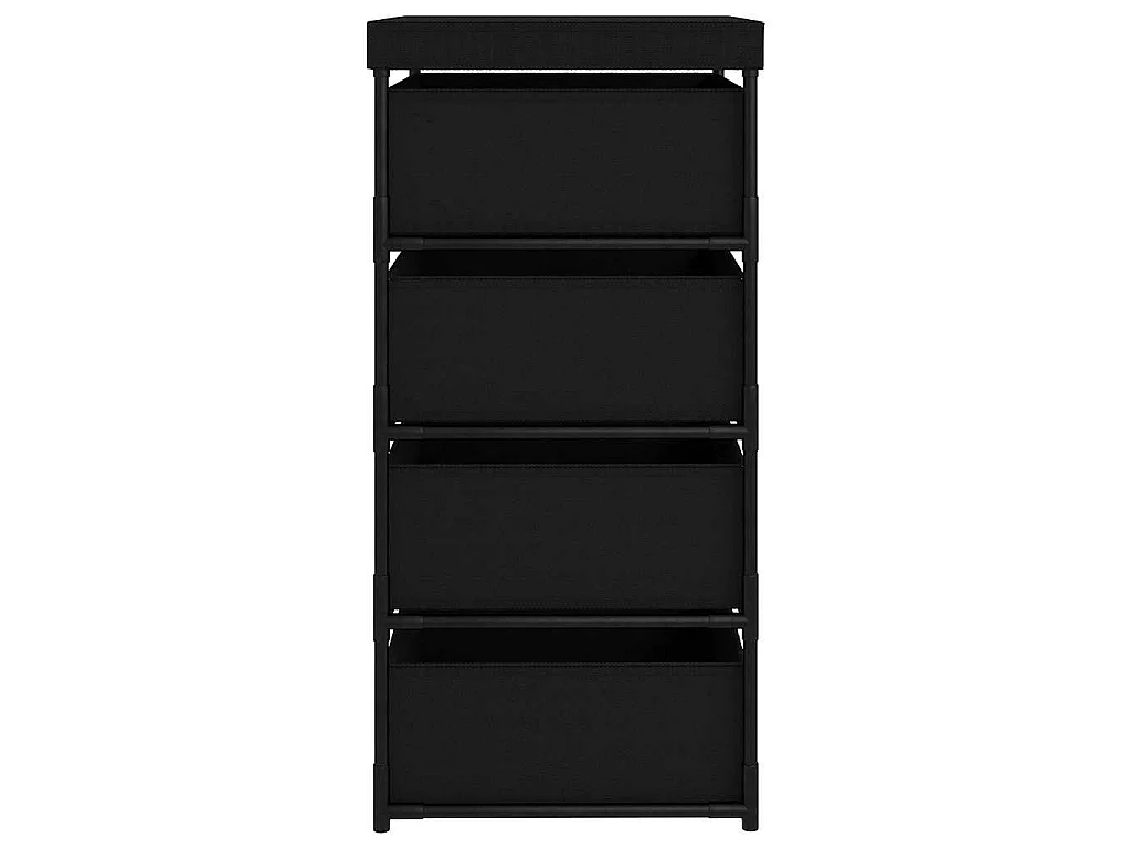 Étagère de rangement avec 4 paniers en tissu Acier Noir