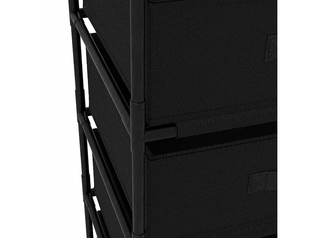 Étagère de rangement avec 4 paniers en tissu Acier Noir