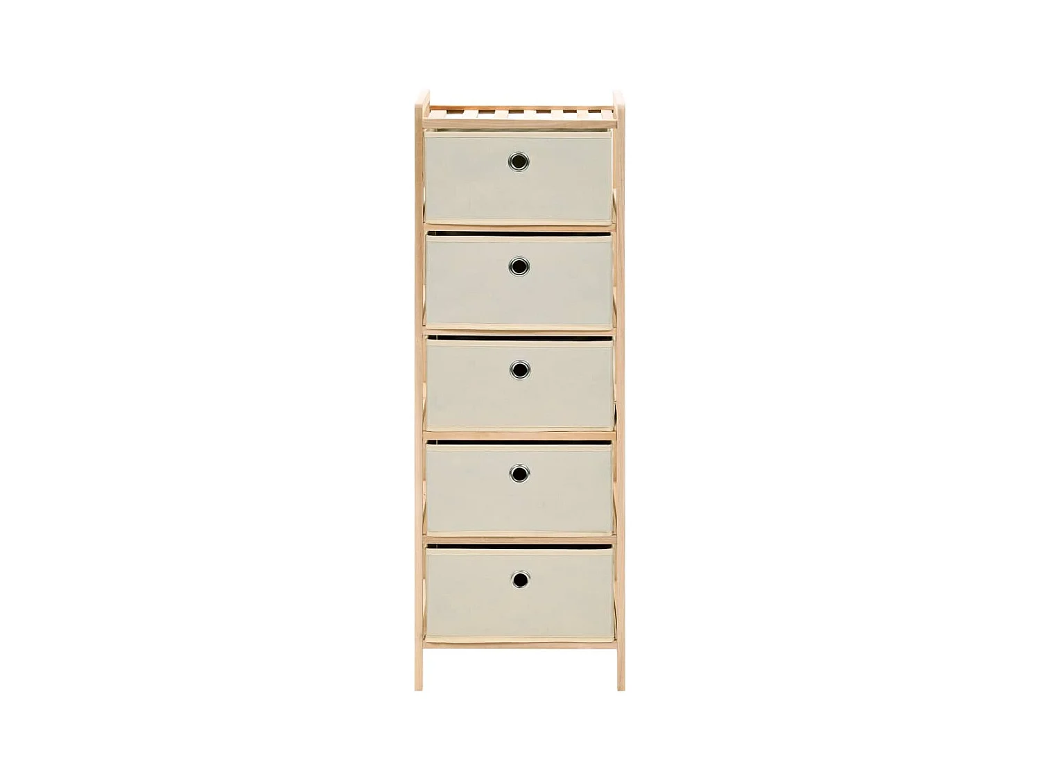 Étagère de rangement 5 paniers tissu bois de cèdre beige