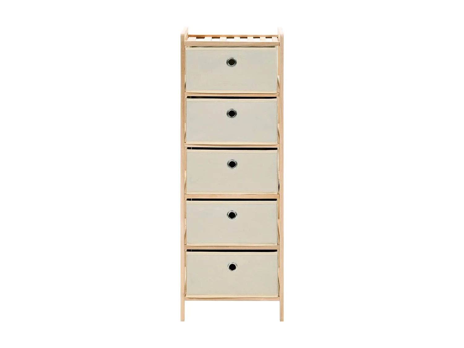 Étagère de rangement 5 paniers tissu bois de cèdre beige