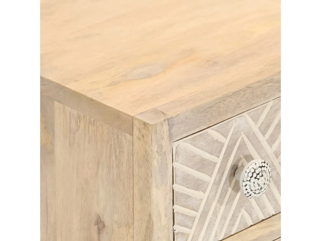 Buffet noir 55x30x76 cm bois massif de manguier et fer