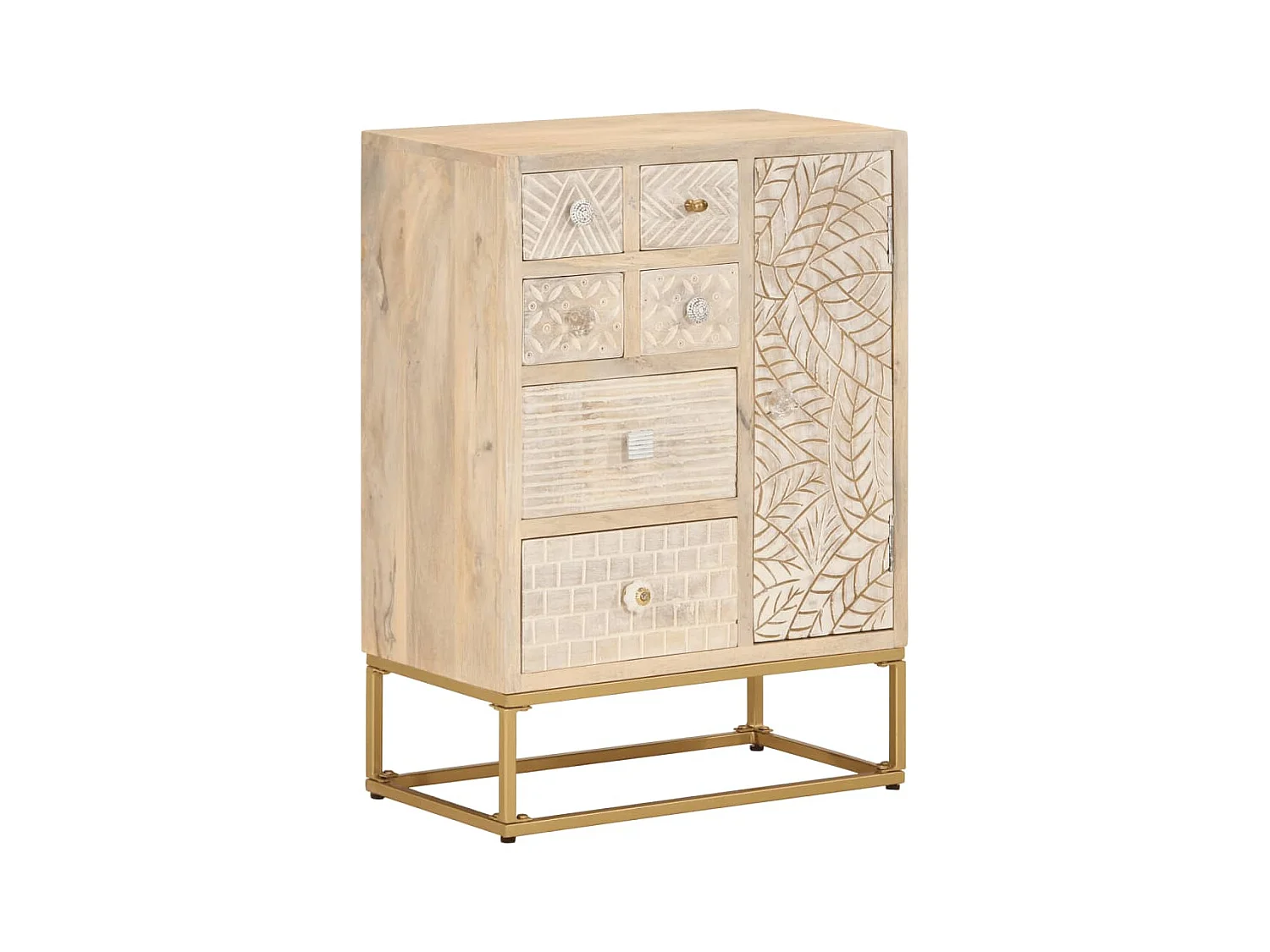 Buffet noir 55x30x76 cm bois massif de manguier et fer