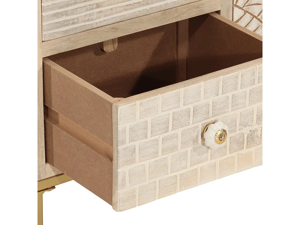 Buffet noir 55x30x76 cm bois massif de manguier et fer