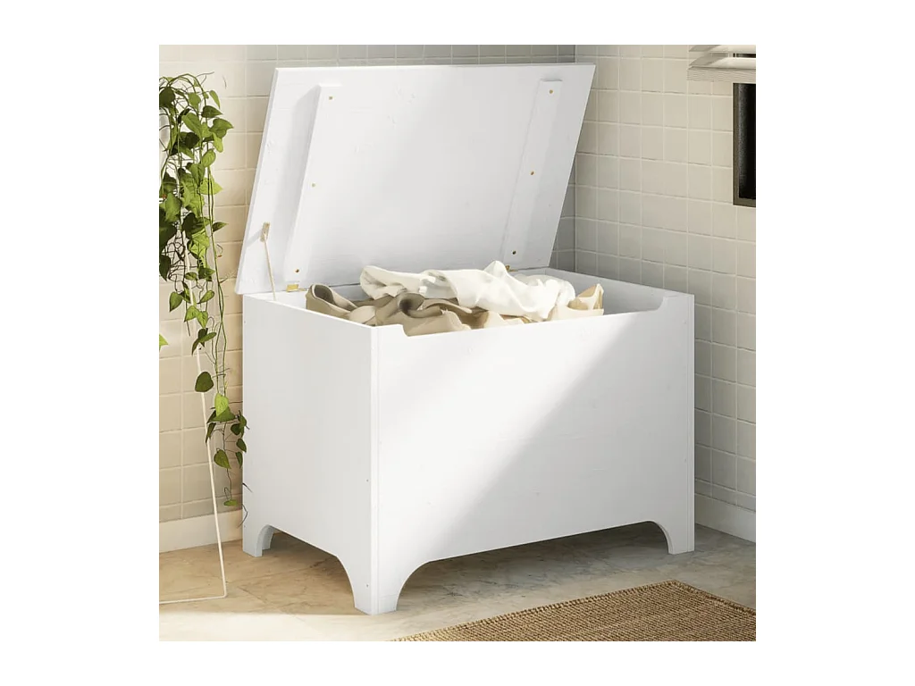 Boîte de rangement avec couvercle RANA blanc bois massif de pin