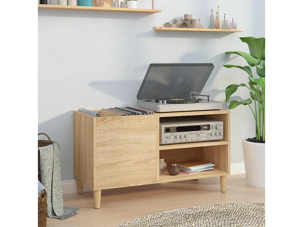 Mueble discos madera contrachapada roble sonoma 84,5x38x48 cm