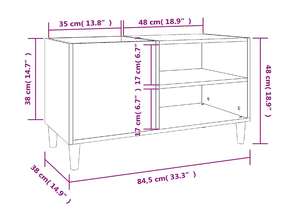 Mueble discos madera contrachapada roble sonoma 84,5x38x48 cm