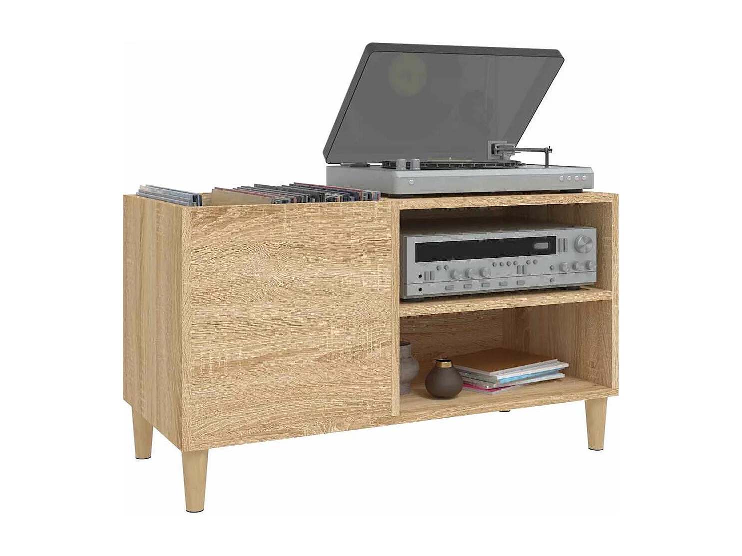 Mueble discos madera contrachapada roble sonoma 84,5x38x48 cm