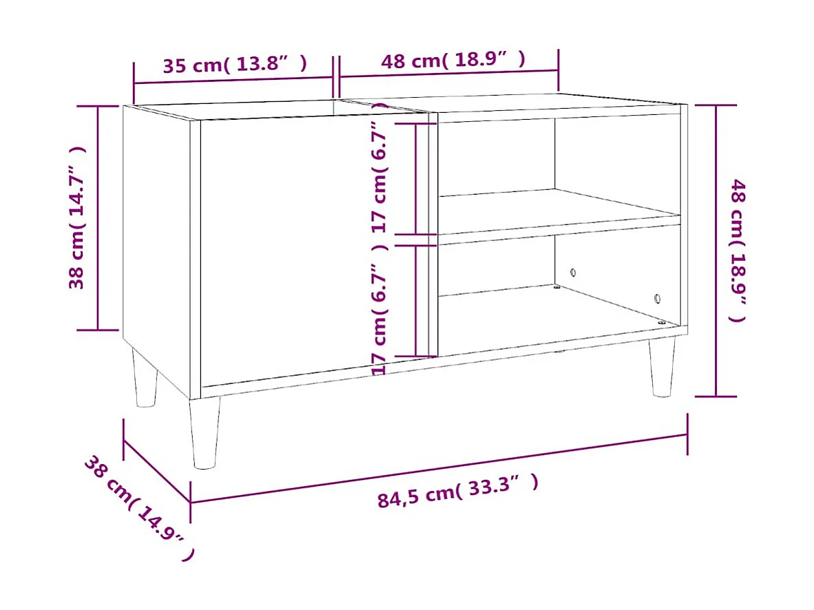 Mueble discos madera contrachapada roble sonoma 84,5x38x48 cm